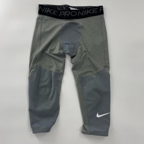 Men’s Nike Pro Dri Fit Grey Youth Training Tights Leggings Athletic Pants M - Picture 1 of 8